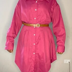 SHEIN Curve Hot Pink Button Down Dress